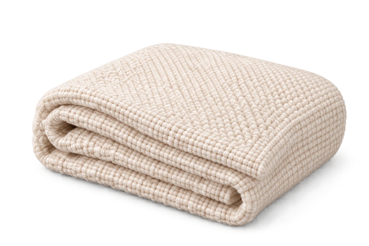 Folded ivory Voy blanket