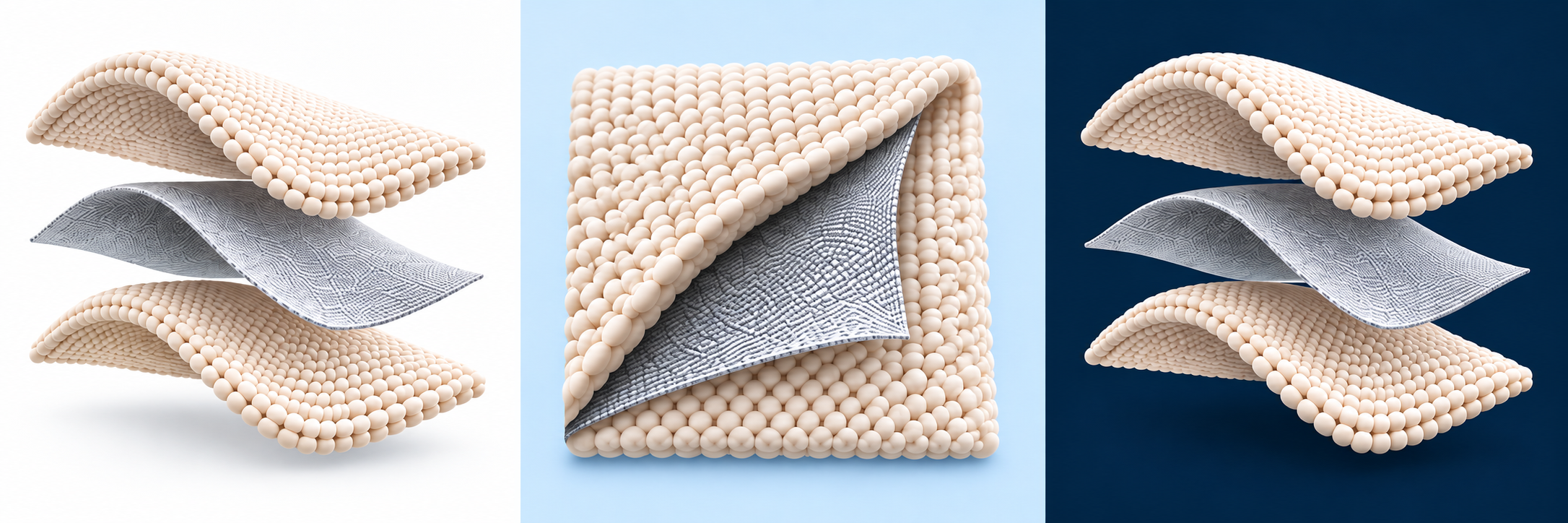 Construction concept: a folded outer layer revealing the silver inner textile